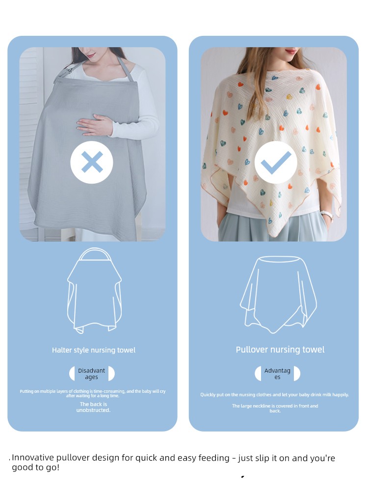 Nursing Cover Cloth Pure Cotton Nursing Towel out Cover Feeding Artifact Fashion Tape Extra Large Confinement Shawl Covering Clothing — 4