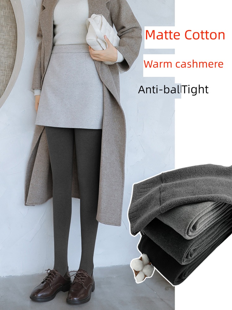 Autumn and winter High waist The abdomen Step on one's feet Fat mm Plush Leggings