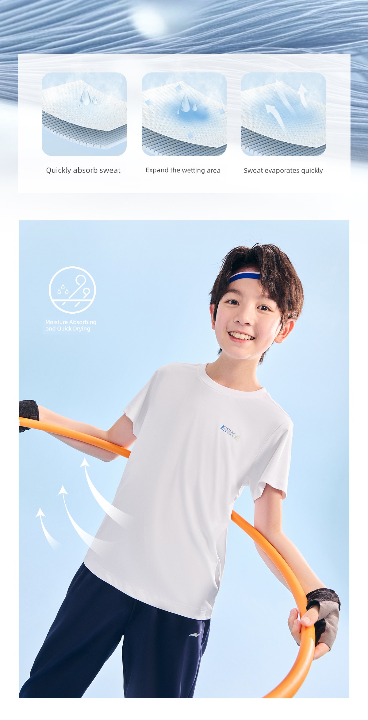 Hongxing Erke Quick Drying Clothes Sports Breathable Half Sleeve Children's Clothing — 8