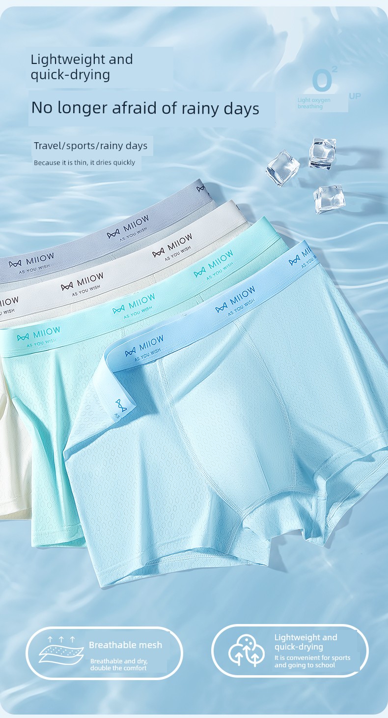 Catman Youth Underwear Children's A-Class Ice Silk Summer Thin Boxer Briefs for Boys in Middle and High School, Long-Term Use Four-Corner Style — 17