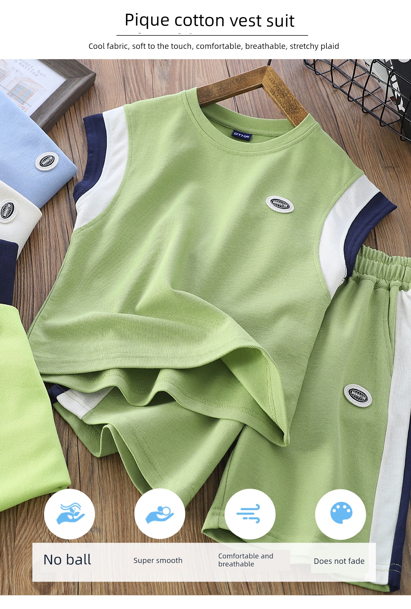 Boys' Summer Outfit, Thin and Cool, 2026 Children's Casual Vest and Shorts Sports Two-Piece Set for Older Boys — 4