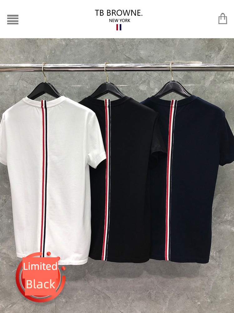 TB man Ribbon Hem Fork leisure time Short sleeve T-shirt