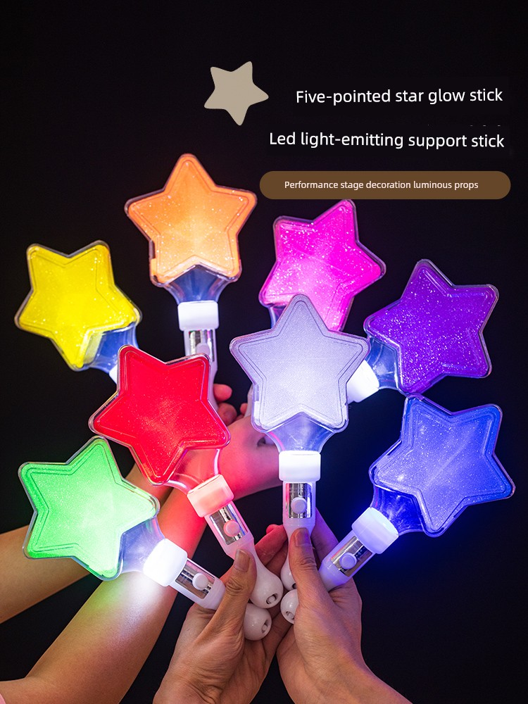 Glowing Five-Pointed Star Fluorescent Stick for Children, Non-Toxic Birthday Kindergarten Handheld Star Light, Children's Day Performance Prop Toy