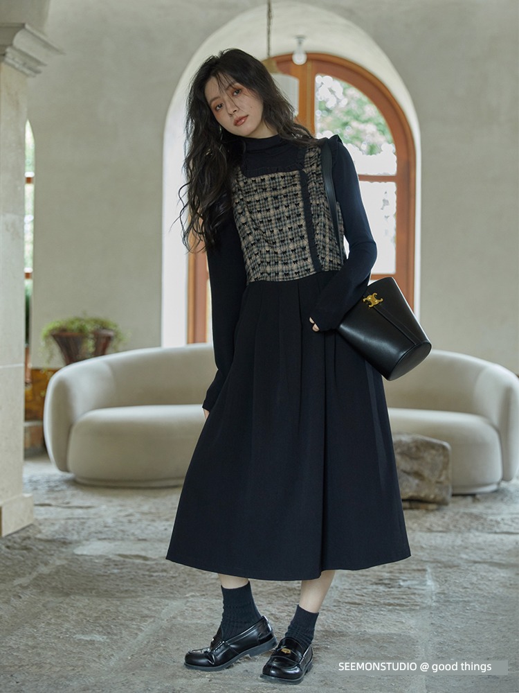 Evening Meng Flying sleeve French Undershirt suit Dress