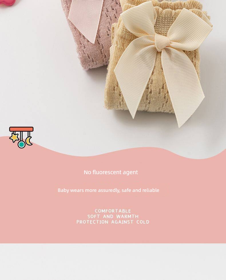 Baby Socks for Girls, Summer Mesh Breathable Bowknot Cute Anti-Mosquito Socks, Over-The-Knee Loose Fit That Doesn'T Squeeze the Legs — 5