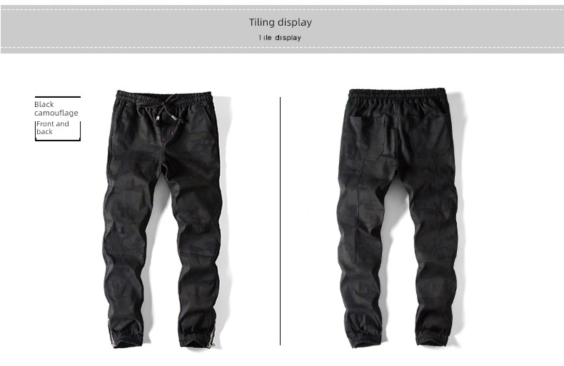 man autumn trousers Casual pants elastic force Camouflage pants male Autumn  Men's trousers Ninth pants Overalls Chaopai Leggings