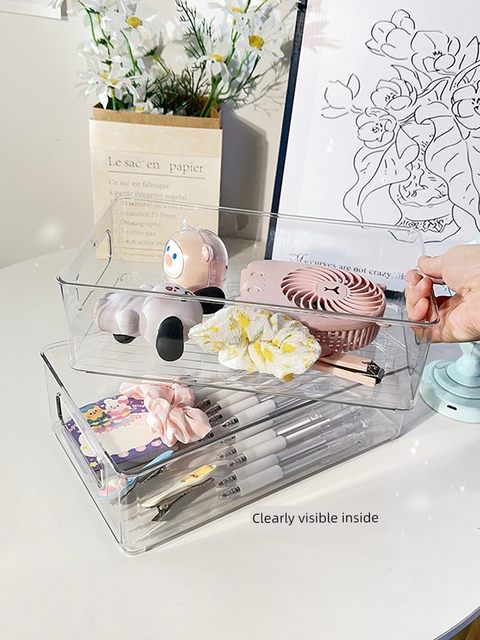 Desktop storage box Acrylic cosmetics transparent basket Dormitory mask drawer Organizing box Snack grocery storage rack