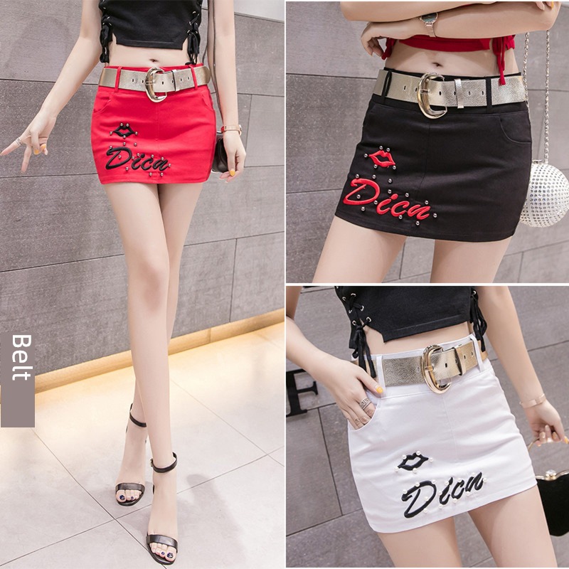 summer nightclub sexy Embroidery UltraShort  skirt