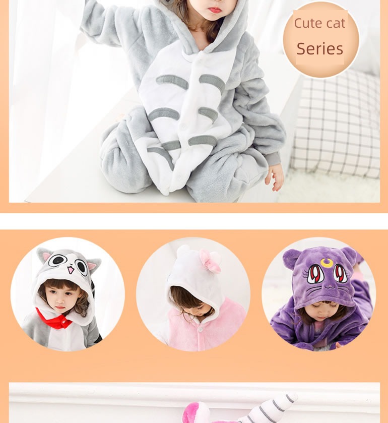children Conjoined pajamas animal child Flannel Cartoon
