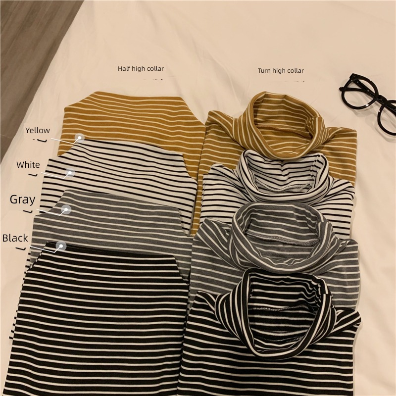Autumn and winter Buffing and flocking Striped knitting jacket Undershirt
