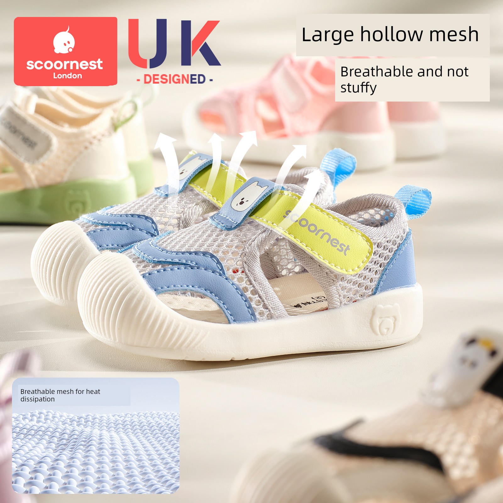 Kechao Kidsren's Baby Toddler Shoes Spring and Summer Functional Shoes for Boys and Girls with Soft Soles Indoor Baby Breathable Mesh Anti-Slip Shoes — 2