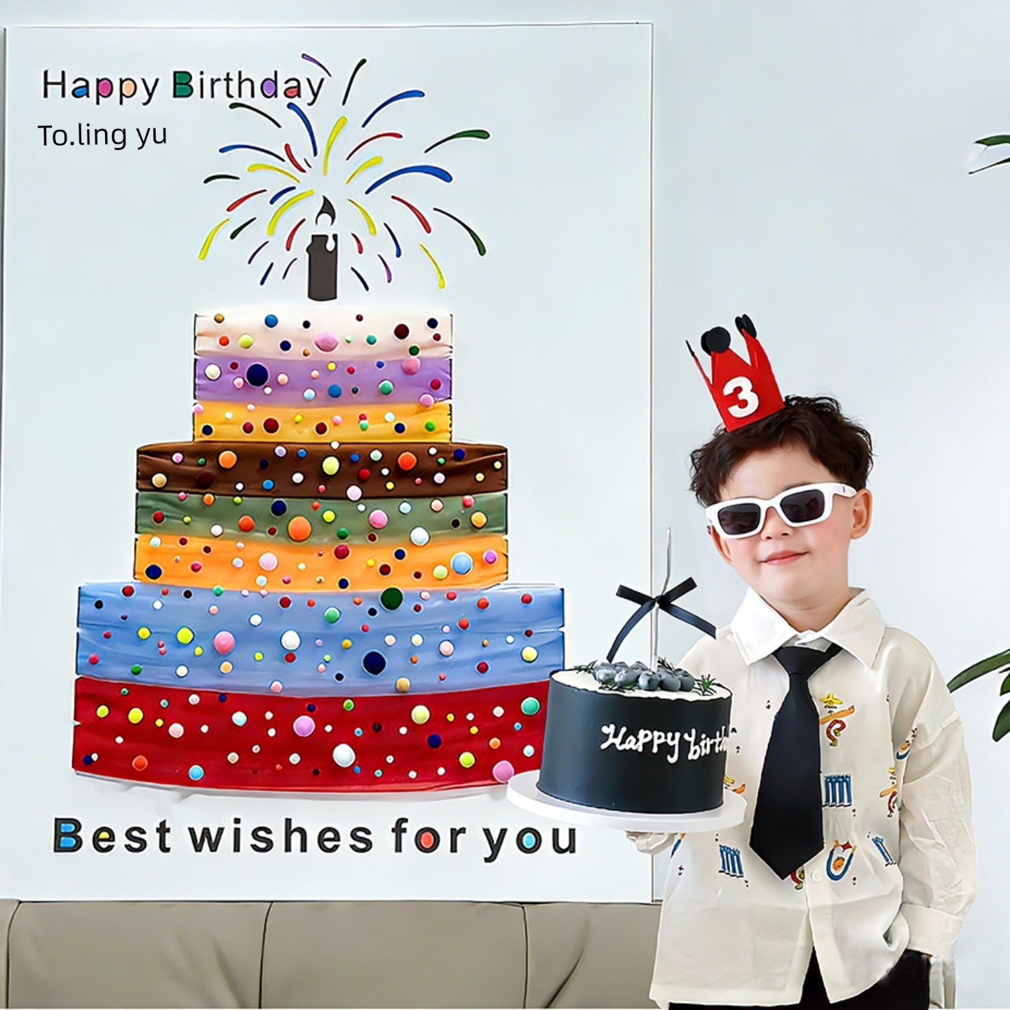 Mesh Bow Cake Kt Board Welcome Sign First Birthday Scene Decoration Items Photo Props Background Wall