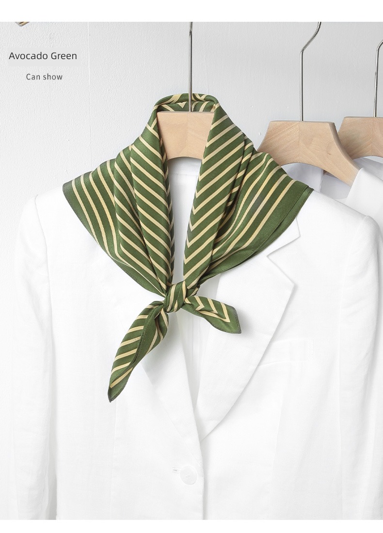 black and white stripe female Yang Caiyu Same collocation Silk scarf