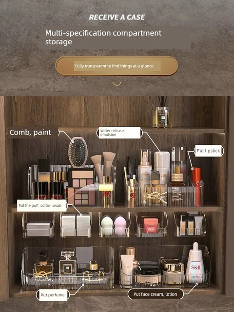 Bathroom mirror cabinet storage box wall hanging lipstick mask finishing box bathroom mirror cabinet oblique cosmetic storage rack