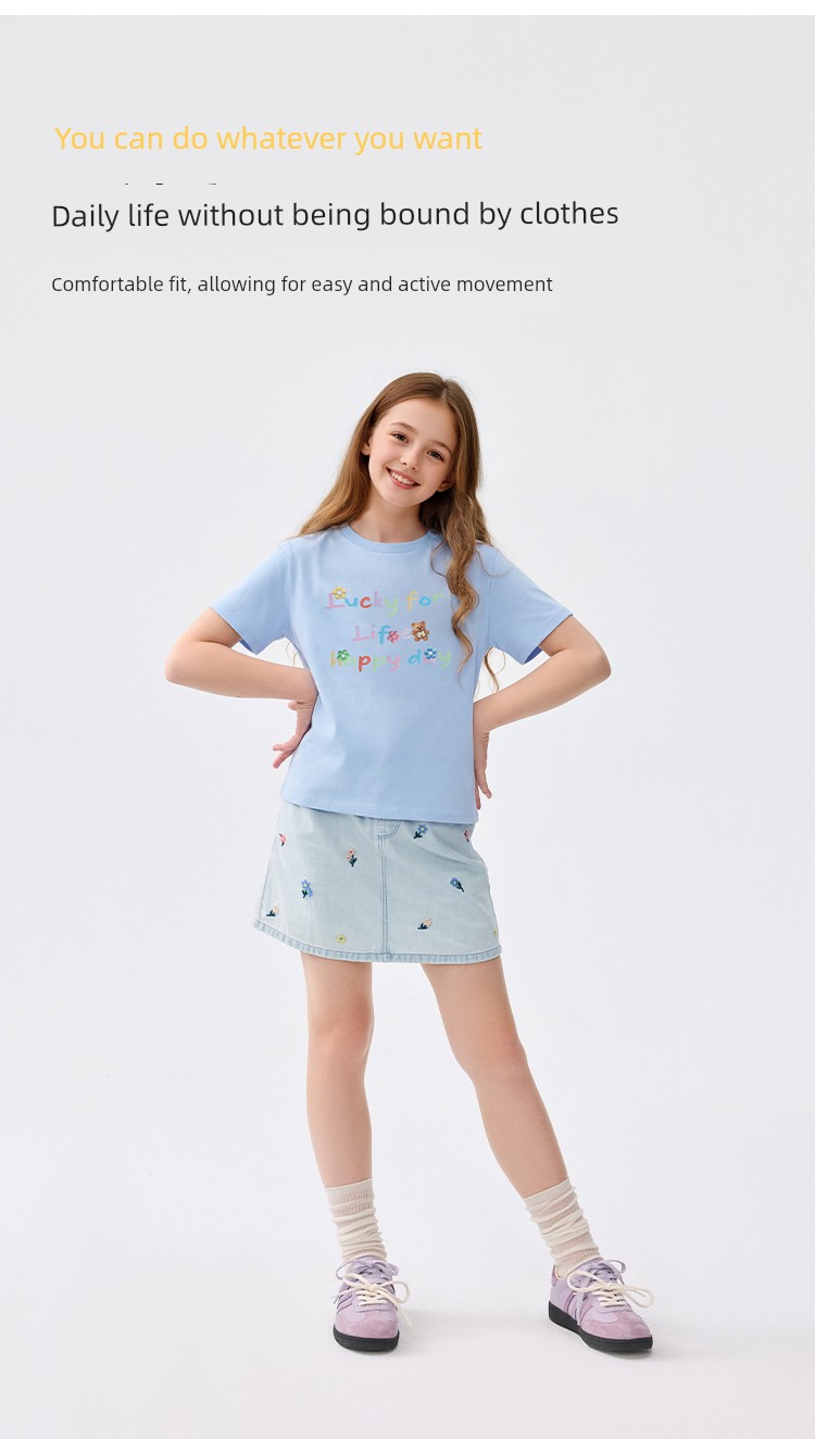 Balabala Kidsren's Clothing Girls' Baby Short-Sleeved T-Shirt Kidsren's 2026 New Summer Clothing Big Kidsren's Moisture-Absorbent Quick-Drying Tops — 9
