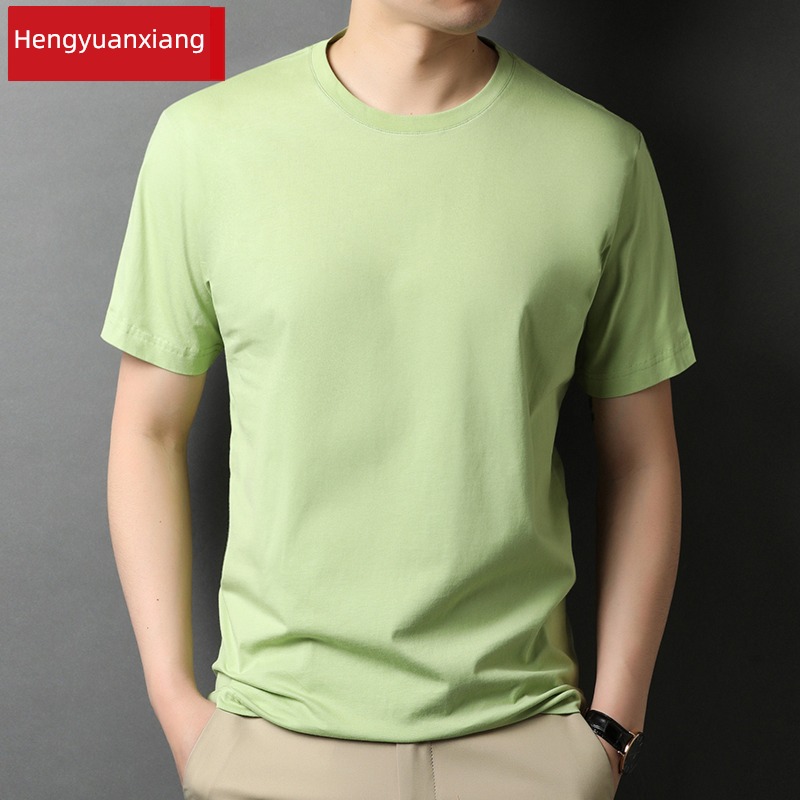 hyz  100% Xinjiang cotton white man Short sleeve T-shirt