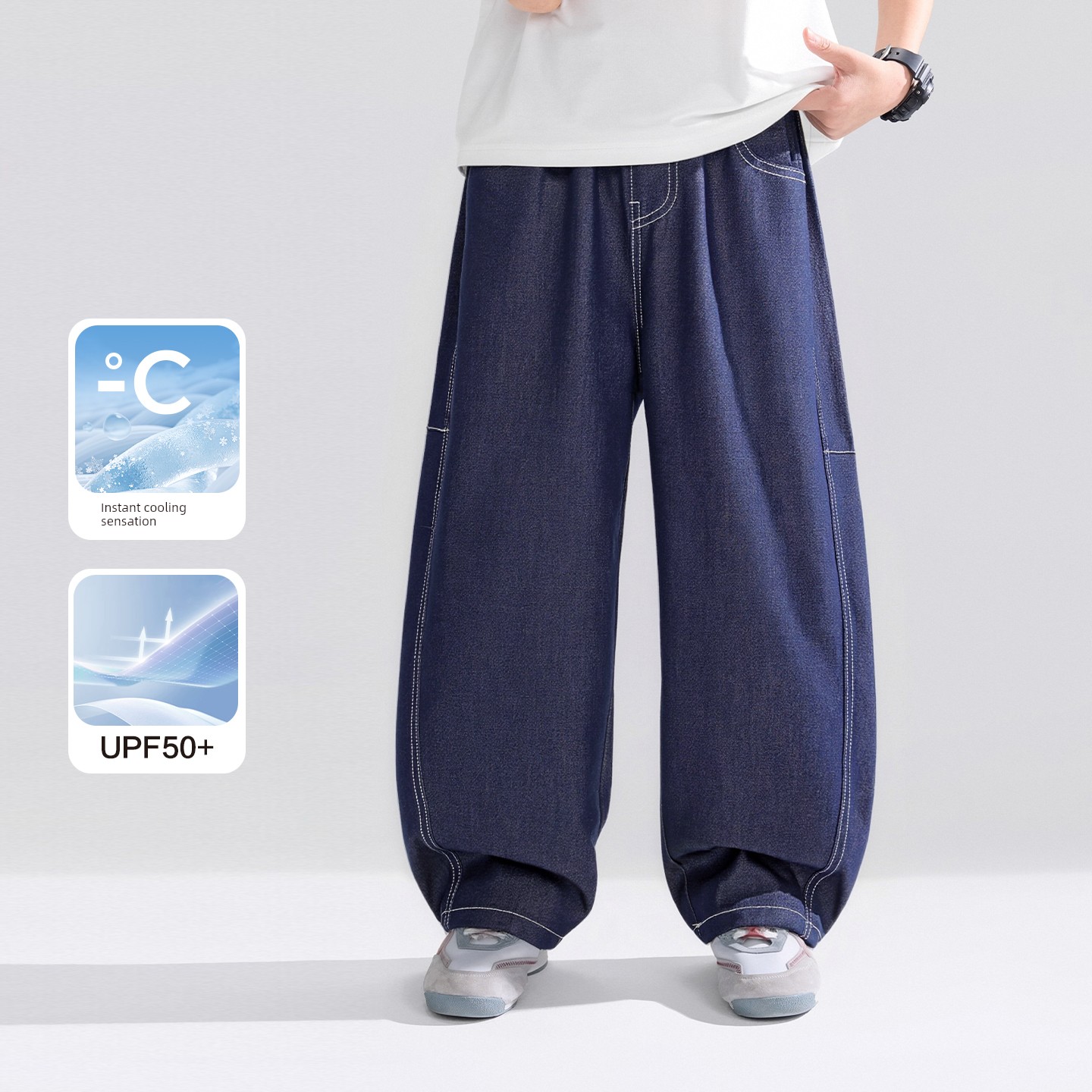 Zuoxi Children's Clothing Boys' Pants Summer Thin Children's Cool Tencel Jeans 2026 New Model Big Kids Anti-Mosquito Pants — 7