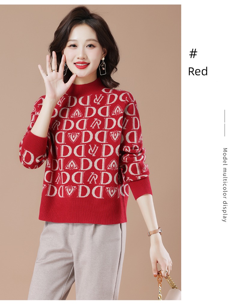 knitting Half high collar Chessboard sweater Foreign style Undershirt