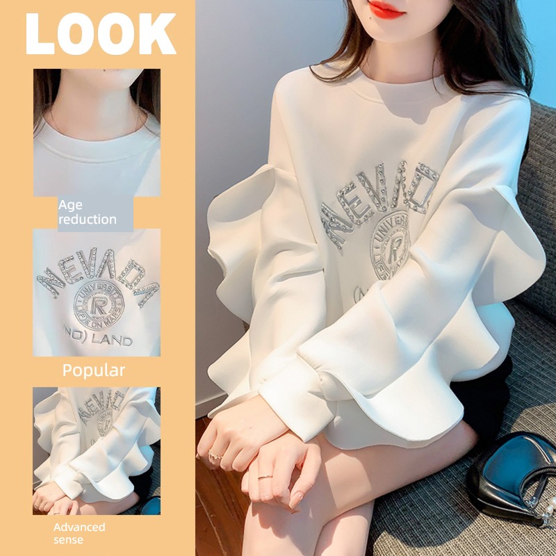 fashion letter Embroidery Sweater ins easy Hot drilling