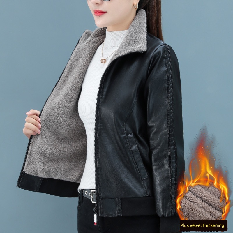 loose coat female American style Retro Plush Jacket jacket locomotive