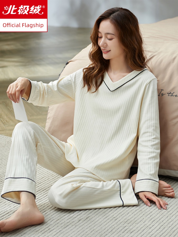 ma'am spring and autumn pure cotton summer Thin money Can be worn out pajamas