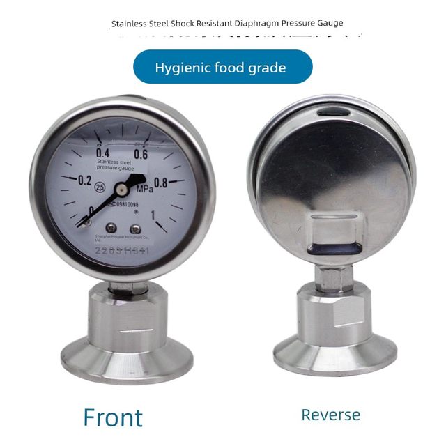 Chuck clamp type diaphragm pressure gauge Food hygiene grade diaphragm meter YNTP60BF 1MPA shock-resistant fast loading type