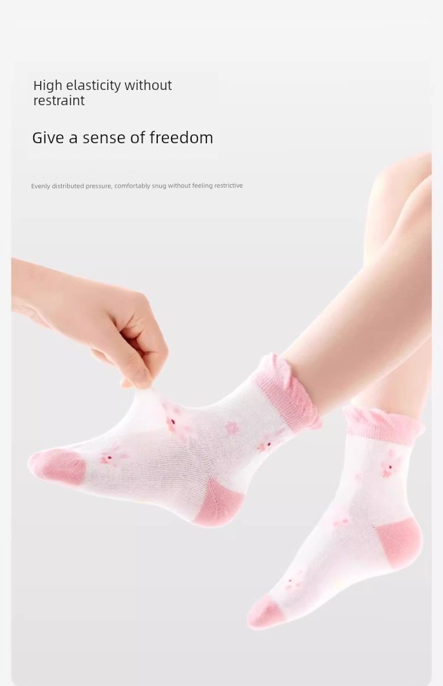 Children's Socks for Girls, Spring and Summer Thin Style, Pure Cotton Mesh Socks for Baby Girls, Princess Lace Mid-Tube Summer Thin Socks — 13
