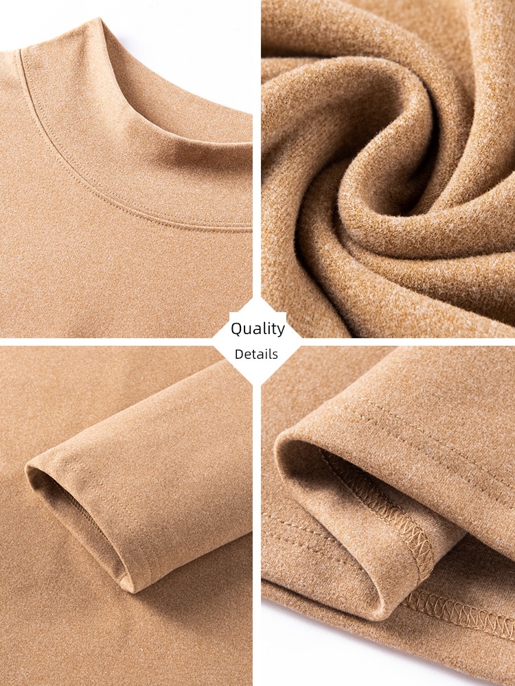 Half high collar keep warm Autumn clothes Double faced velvet Long sleeve Undershirt