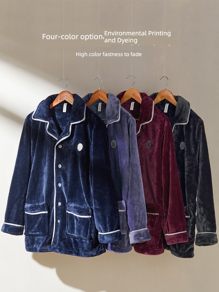 Finthen  man Autumn and winter Big size Flannel pajamas