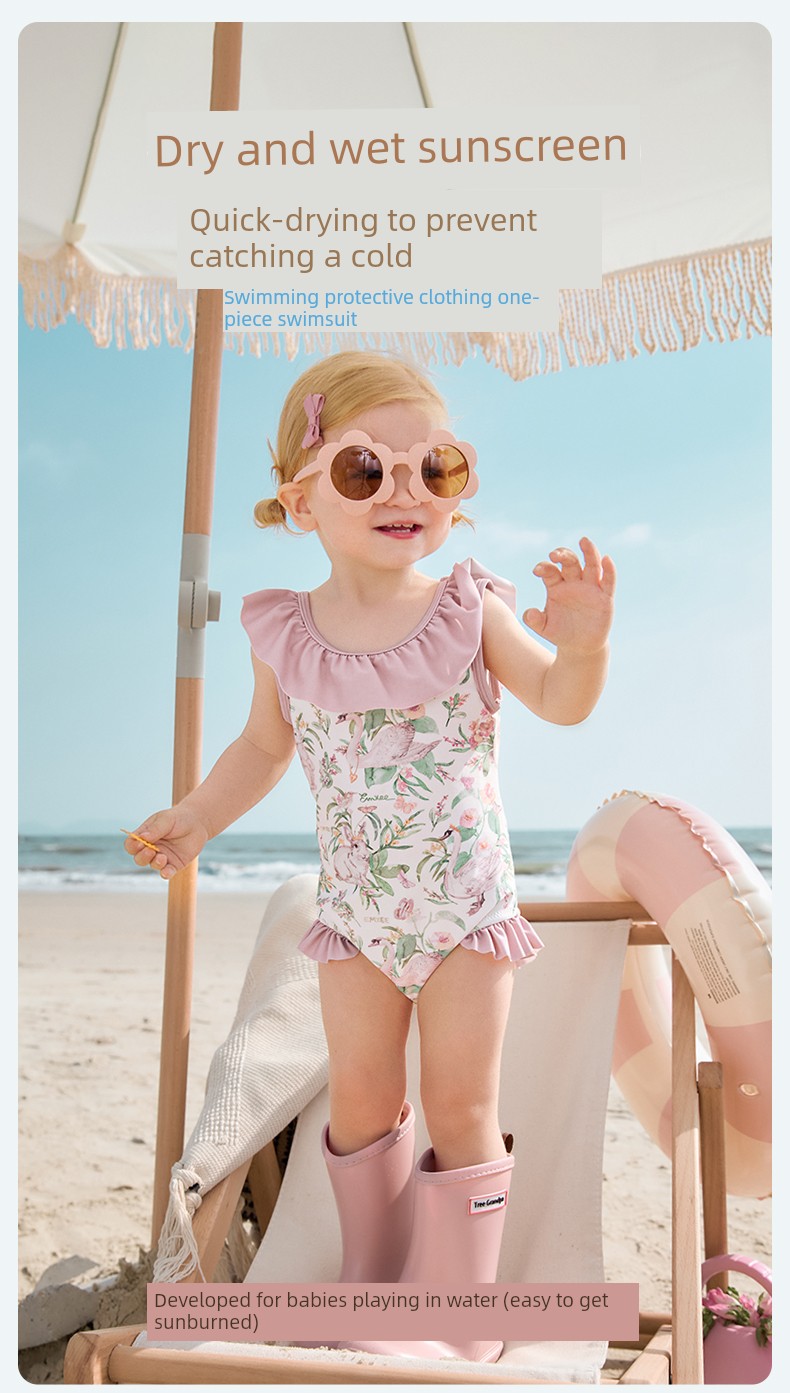 Manxi Children's Clothing Kids' One-Piece Swimsuit for Girls, Baby Beach Swimwear, Cool and Sun-Protective, Quick-Drying, Summer Swimwear for Girls — 5