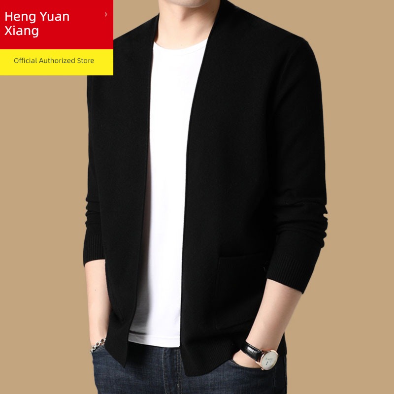 hyz  Cardigan spring clothes new pattern No collar knitting loose coat