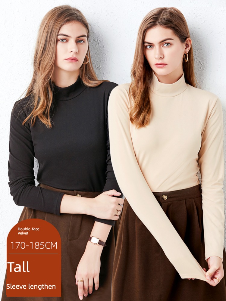 Autumn and winter Double faced velvet Half high collar Women Extended version jacket