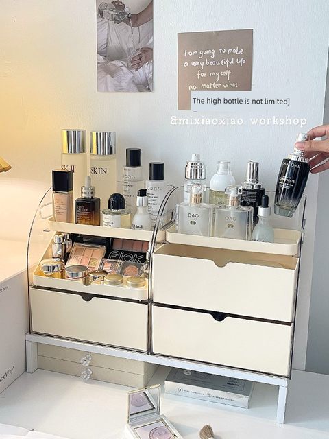 Cosmetic storage box desktop high-end acrylic 2025 new dressing table drawer partition dustproof storage rack