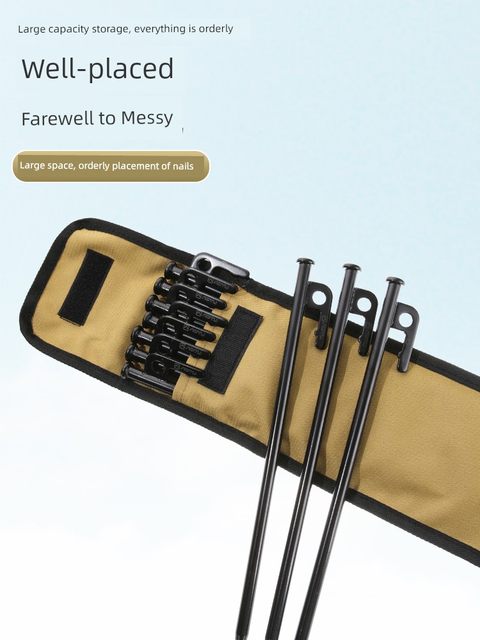 Outdoor camping tent floor nail storage bag steel nail finishing bag hand-held envelope type sky curtain building nail tool pack