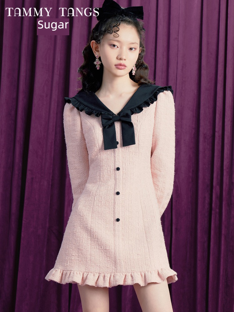 Little fragrance Same style in shopping mall Sugar power Tweed Dress