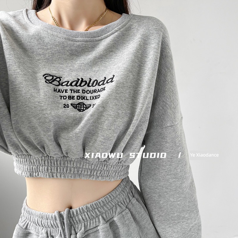 Sweater Europe and America Close your waist Exposed navel sir motion jacket