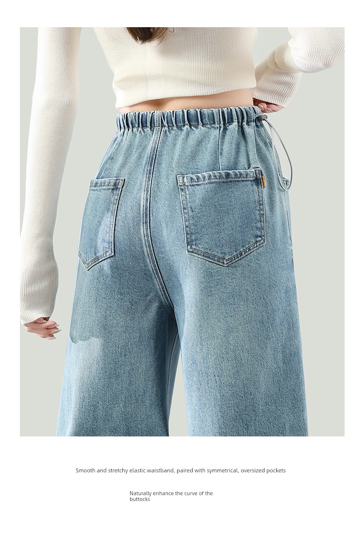 Maternity Denim Wide-Leg Pants for Spring and Autumn, Cropped Length for Petite Women, Summer Thin Style, Non-Tightening on the Belly, Straight-Leg Pants — 11