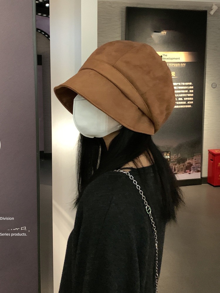 solar system face without makeup veil Suede female Fisherman hat