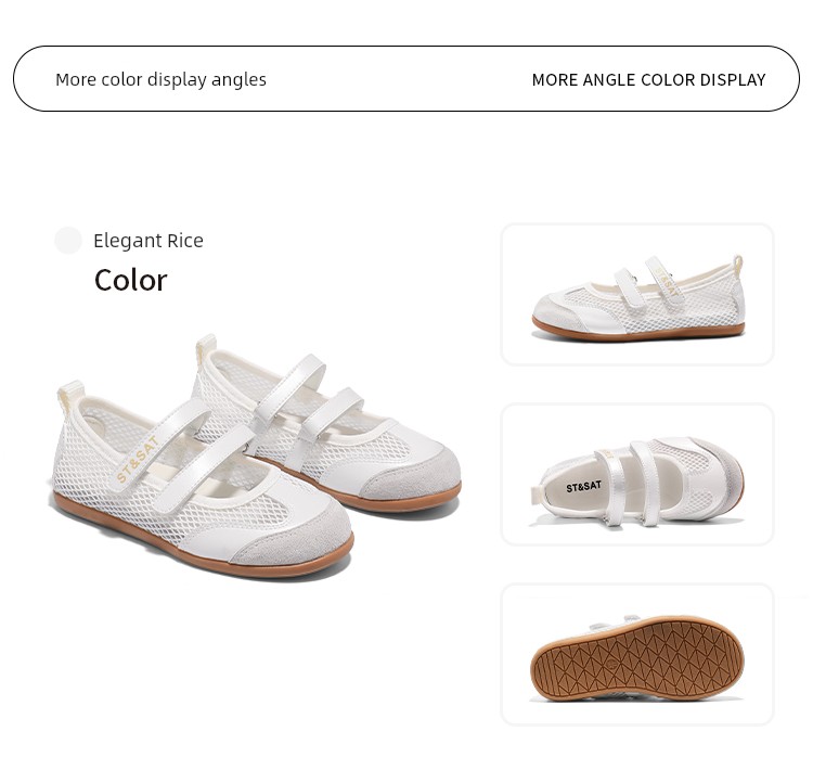Saturday Kids' Shoes Children's Mary Jane Girls' Breathable Mesh Sandals Summer Velcro Ballet Style Casual Shoes — 14