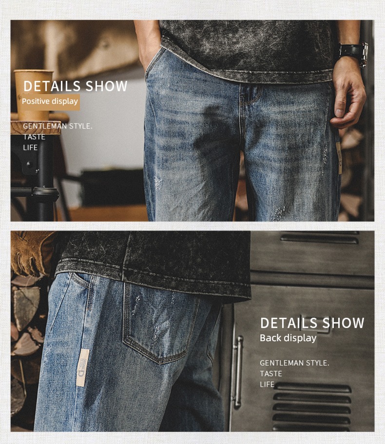 Jereno blue autumn easy Big size Jeans