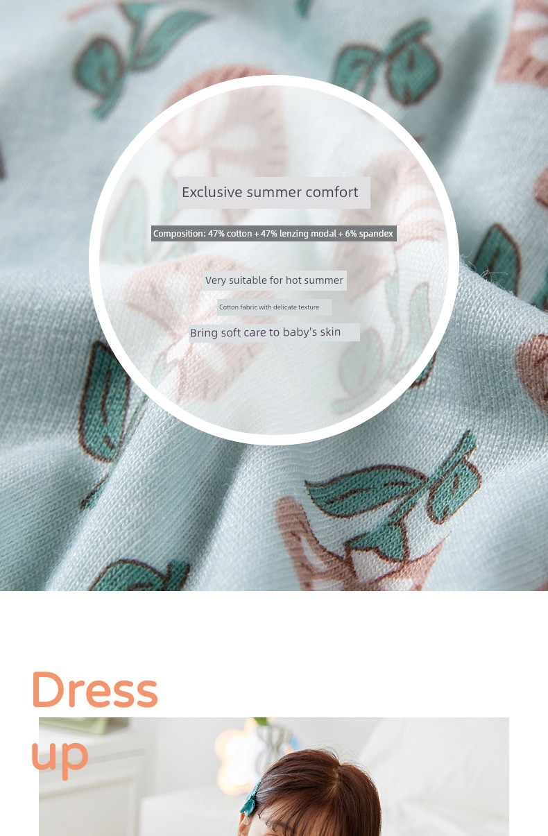 Grilizai 2026 Spring/Summer Girls' Pajamas Cute Short-Sleeve Home Set Modal Cotton Breathable Children's Homewear — 5