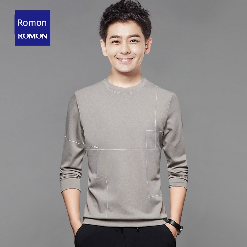 man Low collar jacket Plush leisure time Long sleeve T-shirt
