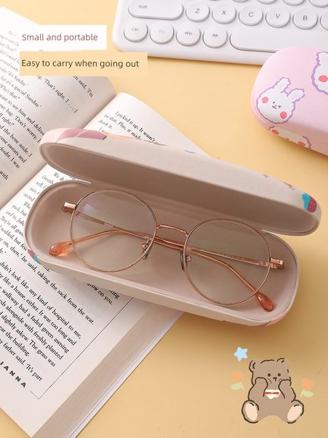 Cute glasses box portable women's high-end feeling anti-pressure and anti-fall cartoon eyes box ins sunglasses student storage