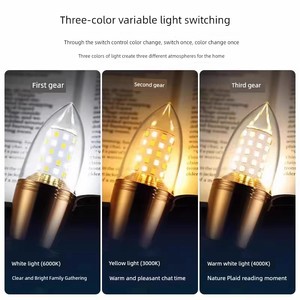 LED Bulb Energy-Saving Lamp For Home Super Bright Warm White Variable Light with Three Colors Chandelier Light Source Sc