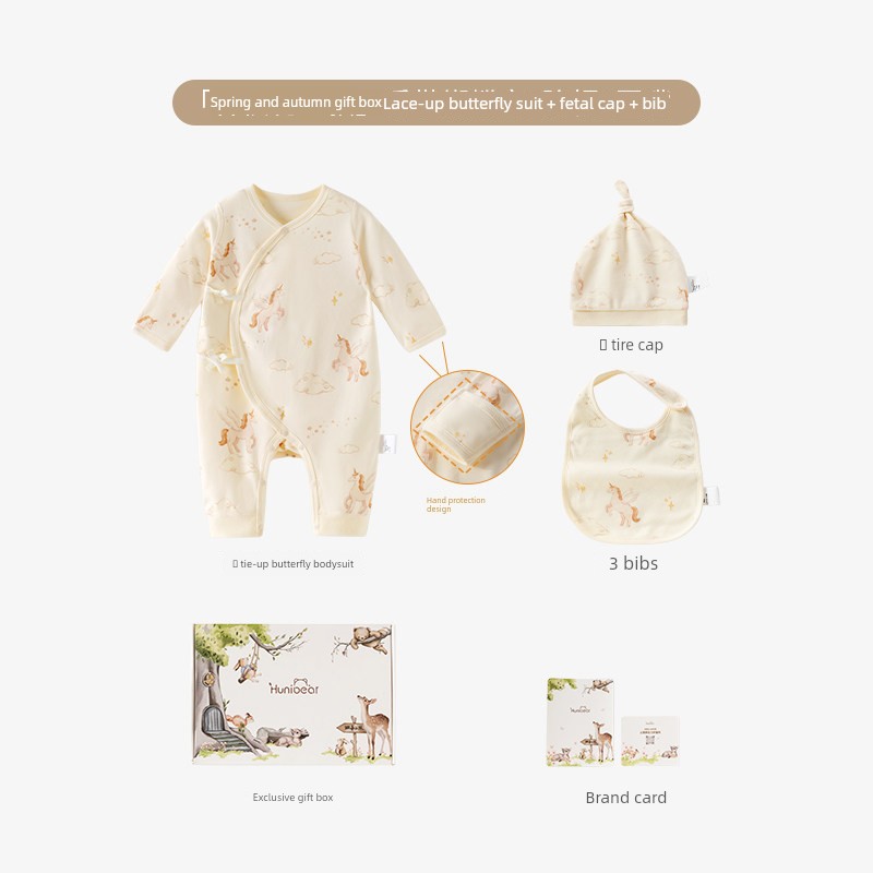 【Pregnant Mom Gift 2.0 - New Customers Starting at 39.9】Happy Bear Newborn Romper Baby Jumpsuit Gift Box Set — 8