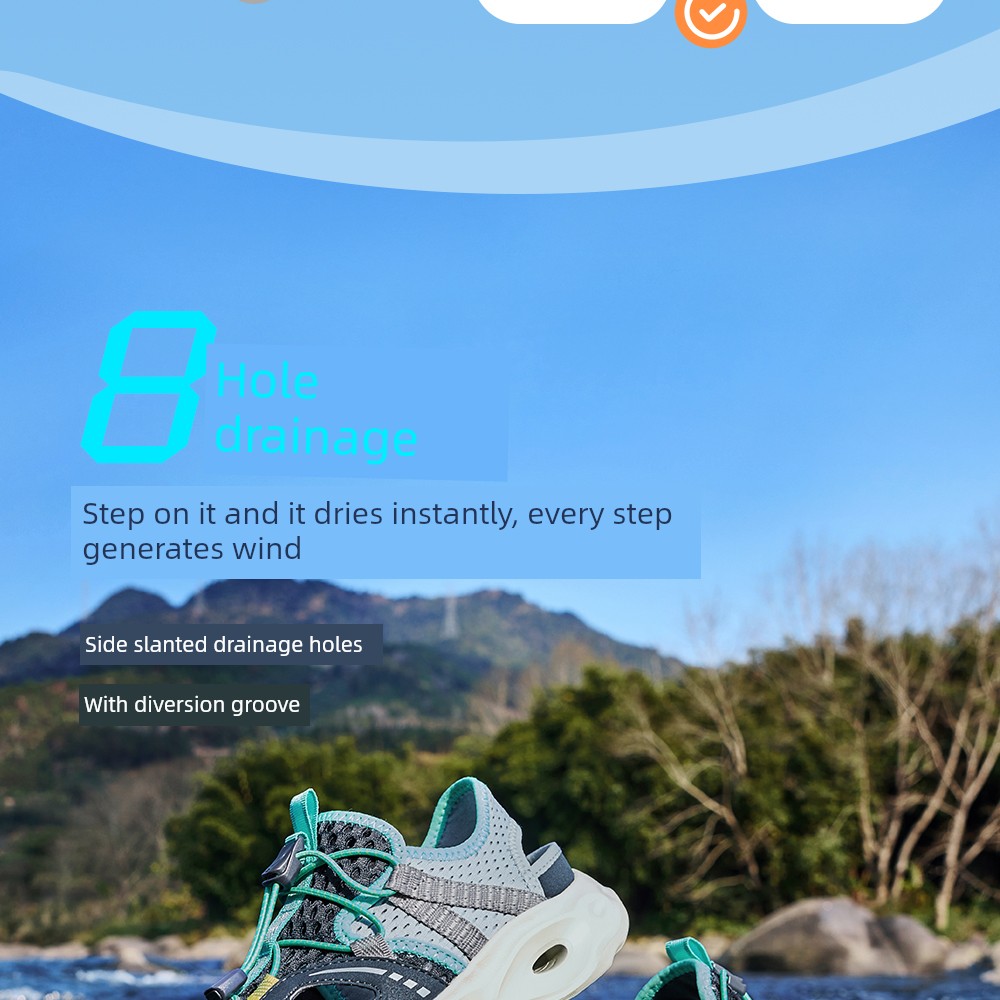 Anta Kids Boys' Beach Shoes 2026 Summer New Non-Slip Wear-Resistant Closed-Toe Sandals for Older Children — 6