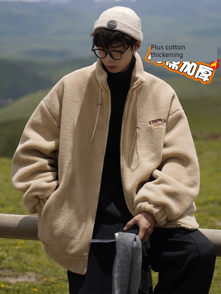 Fleece winter Lamb hair Cotton schoolboy loose coat