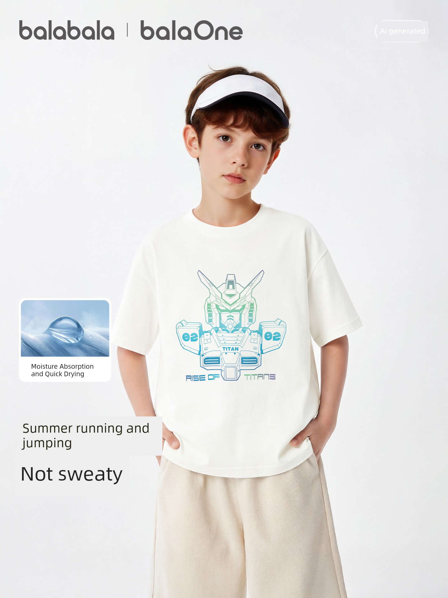 Balabala Short Sleeve Tops Casual Pure Cotton Children's Clothing — 2
