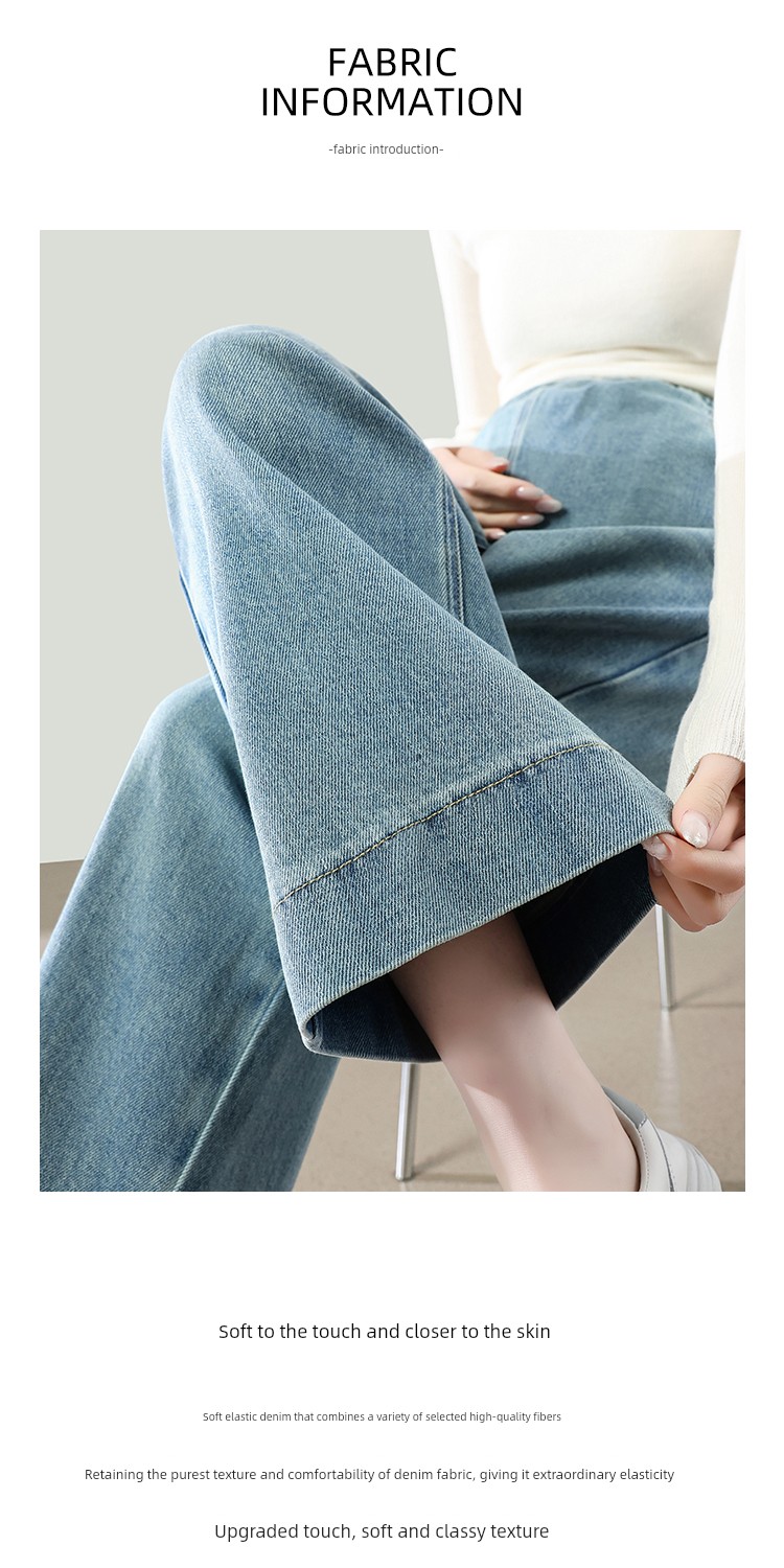 Maternity Denim Wide-Leg Pants for Spring and Autumn, Cropped Length for Petite Women, Summer Thin Style, Non-Tightening on the Belly, Straight-Leg Pants — 3