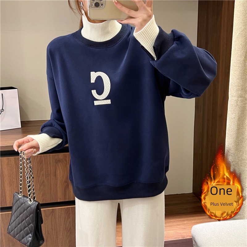 fashion winter ma'am High collar Plush Lazy wind Sweater